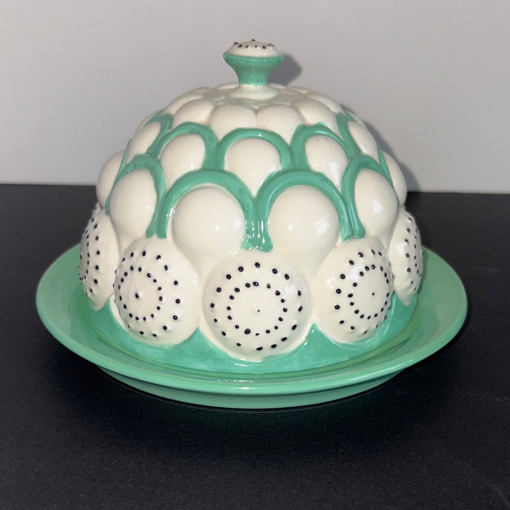 Anthropologie Domed Ceramic Butter Dish Lid Plate Brassia